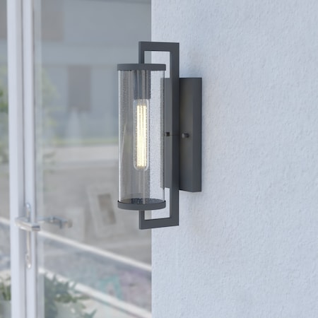 Vaxcel Morgan Park 16-in H 1 Light Black Dusk to Dawn Contemporary Outdoor Wall Lantern Clear Glass T0603